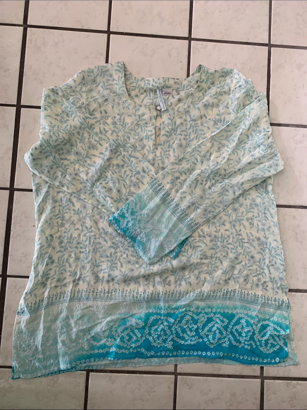 Graham Kandiah Light Blue Floral Printed Tunic Top